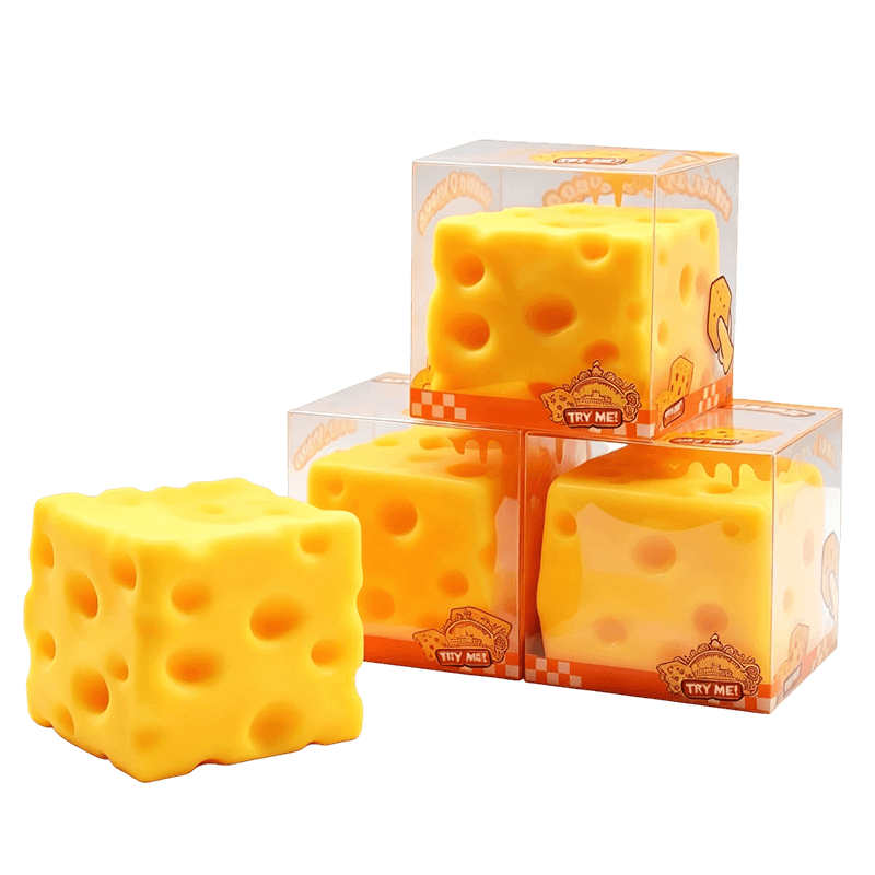 Jumbo Cheese Cube Squishy Squeeze Toy, Realistic Hole Cheese Block Stress Relief Fidget Toy