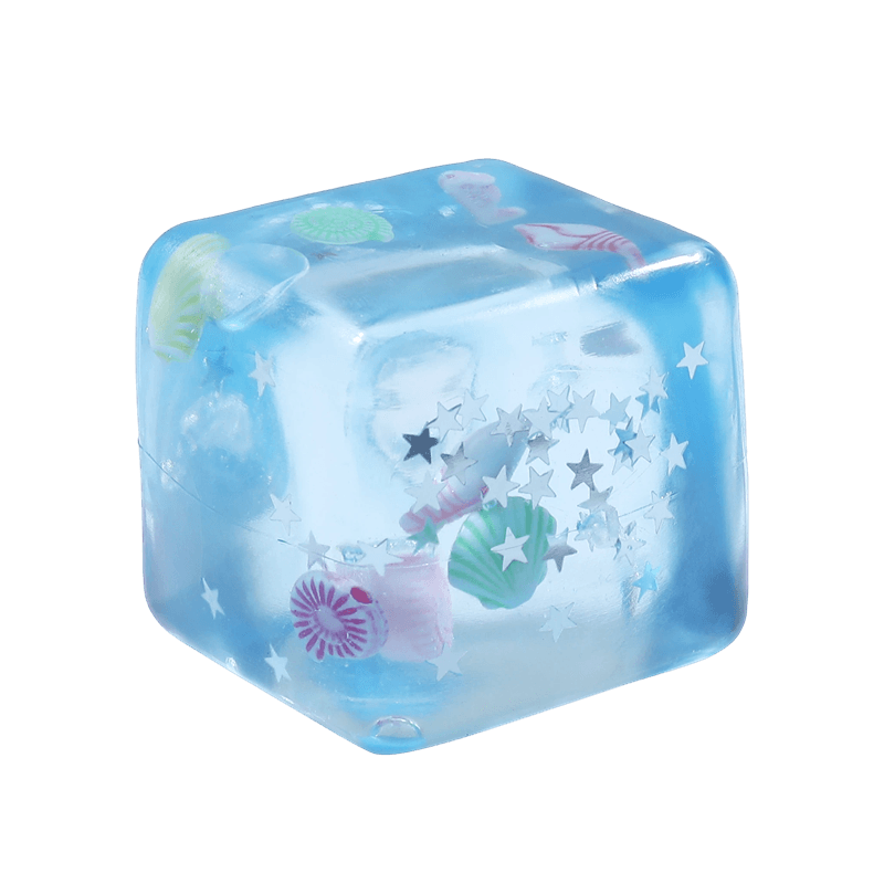 Ice Cube Squishy Toy, Slow Rising Squeezy Stress Reliever, Translucent Sensory Fidget