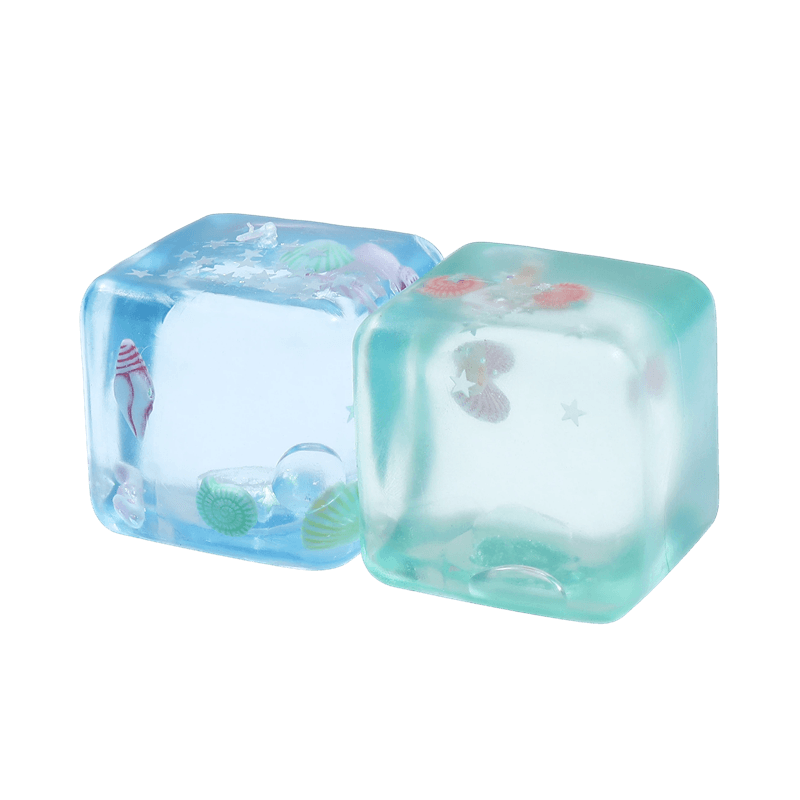 Ice Cube Squishy Toy, Slow Rising Squeezy Stress Reliever, Translucent Sensory Fidget