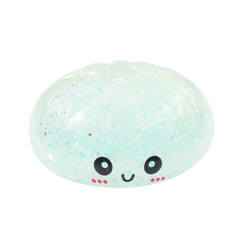 Steamed Bun Squishy Toy, Slow Rising Squeezy Stress Reliever, Smiley Face Sensory Fidget