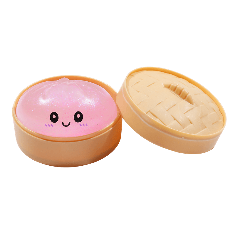 Steamed Bun Squishy Toy, Slow Rising Squeezy Stress Reliever, Smiley Face Sensory Fidget