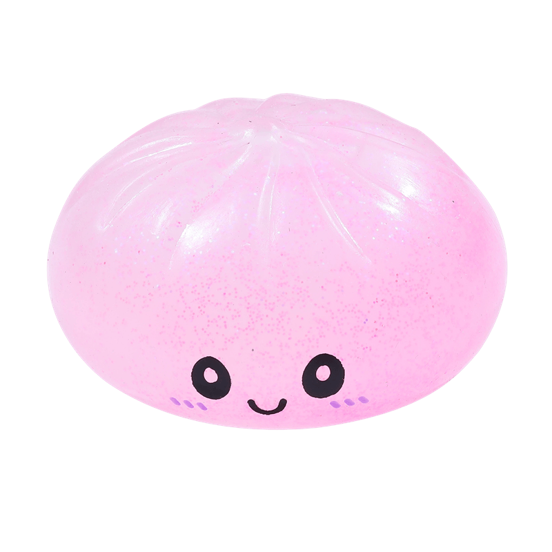 Steamed Bun Squishy Toy, Slow Rising Squeezy Stress Reliever, Smiley Face Sensory Fidget