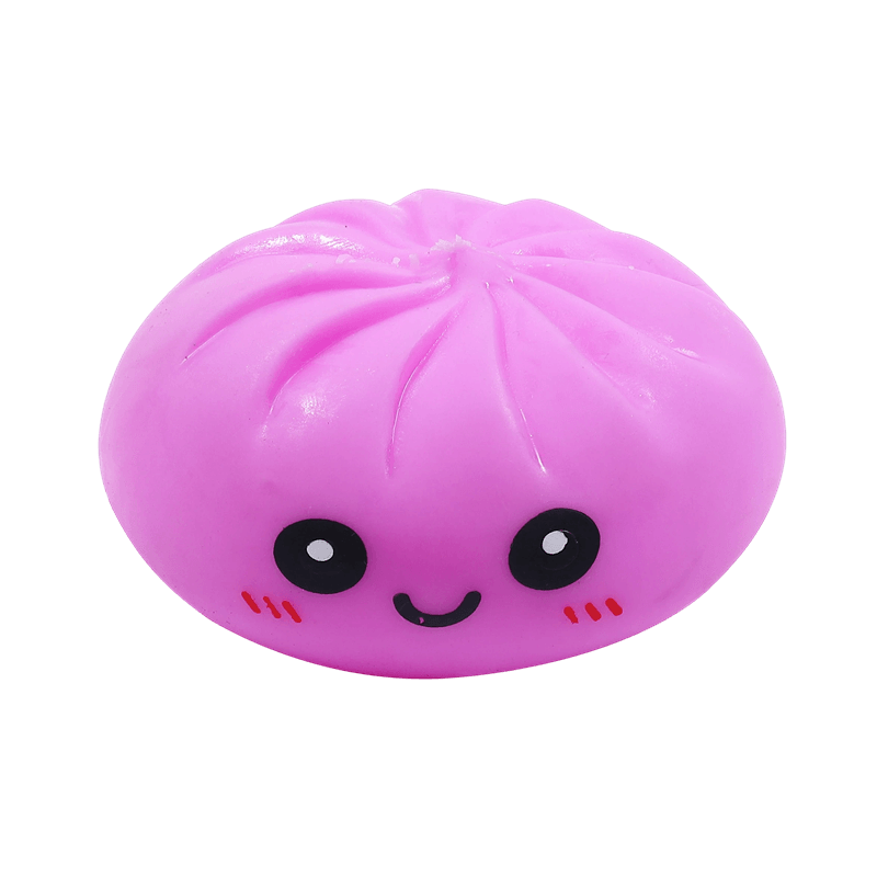 Steamed Bun Squishy Toy, Slow Rising Squeezy Stress Reliever, Smiley Face Sensory Fidget