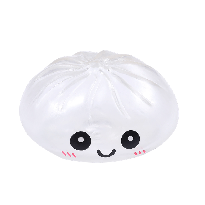 Steamed Bun Squishy Toy, Slow Rising Squeezy Stress Reliever, Smiley Face Sensory Fidget