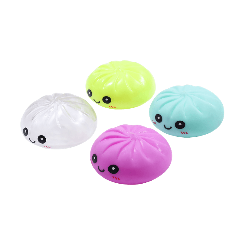 Steamed Bun Squishy Toy, Slow Rising Squeezy Stress Reliever, Smiley Face Sensory Fidget
