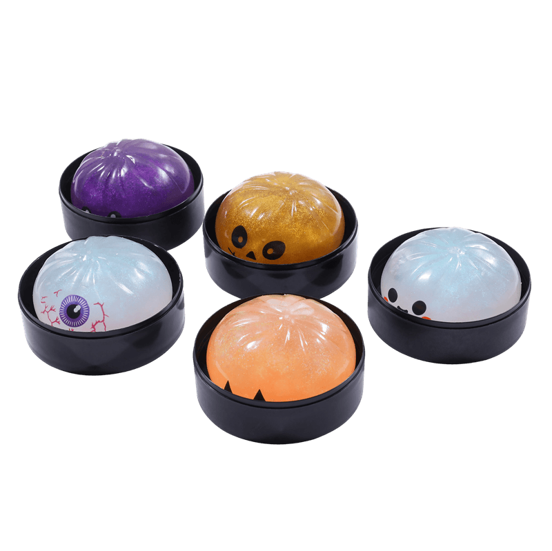 Halloween Squishy Toy Set, Slow Rising Squeezy Stress Reliever, Eyeball Pumpkin Skull Sensory Fidget
