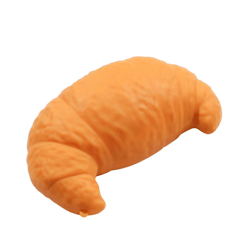 Croissant Squeeze Toy, Squishy Bakery Replica, Golden Flaky Stress Reliever
