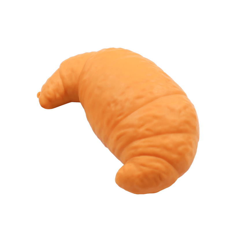 Croissant Squeeze Toy, Squishy Bakery Replica, Golden Flaky Stress Reliever
