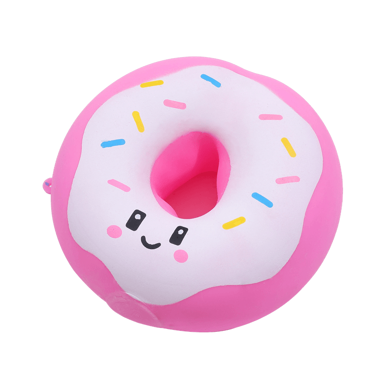 Donut Squishy Toy, Slow Rising Squeezy Stress Reliever, Sprinkle Face Sensory Fidget