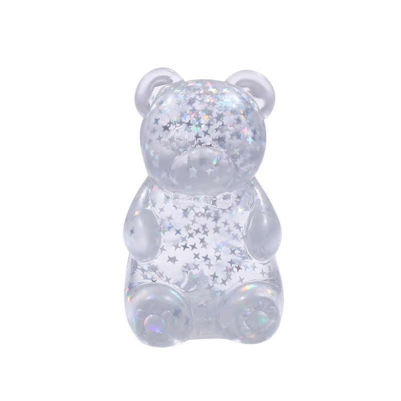 Bear Squishy Toy, Slow Rising Squeezy Stress Reliever, Glitter Translucent Sensory Fidget