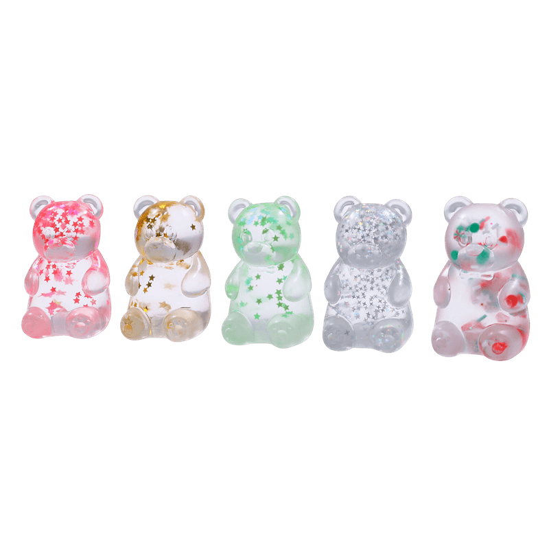 Bear Squishy Toy, Slow Rising Squeezy Stress Reliever, Glitter Translucent Sensory Fidget